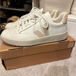 Veja White and Beige Sneakers